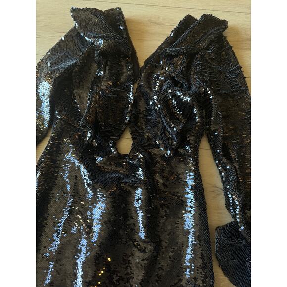 PatBO Black Sequin Keyhole Cutout Mini Dress - Picture 12 of 13